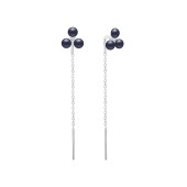 Cercei lungi din argint cu lănțișor perle naturale negre și cristal DiAmanti SK25491E_B